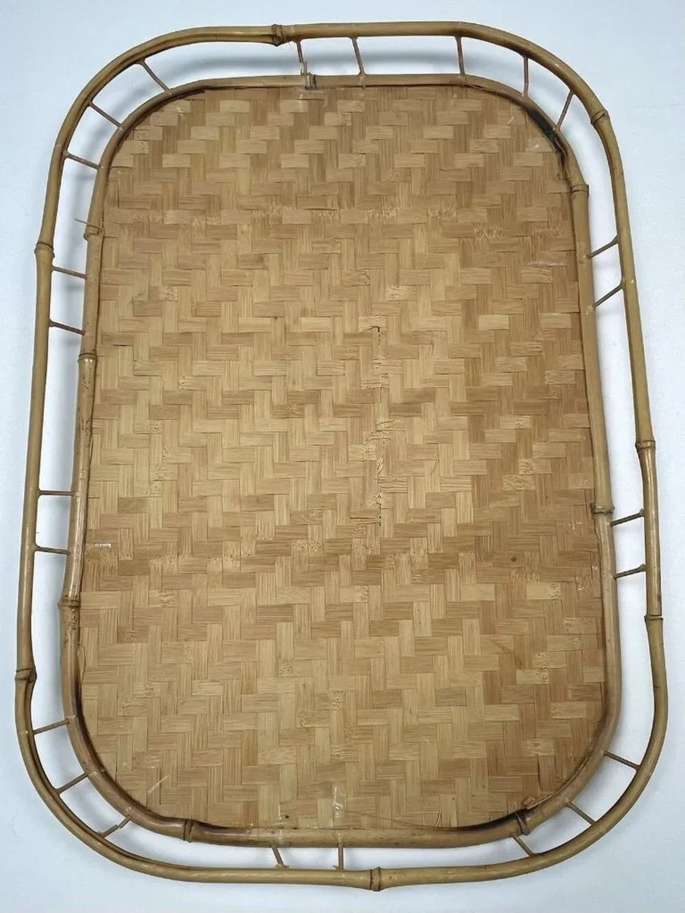 VTG Lot 2 PIER 1 Wicker Rattan Bamboo Woven Serving Lap TRAYS Tiki Boho 19